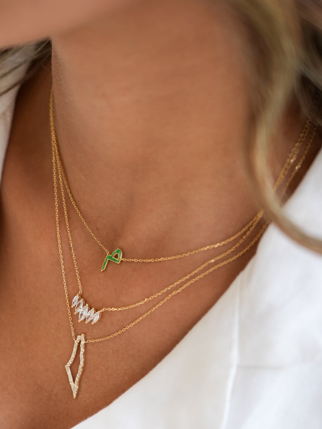 Crown Marquise Stones Necklace