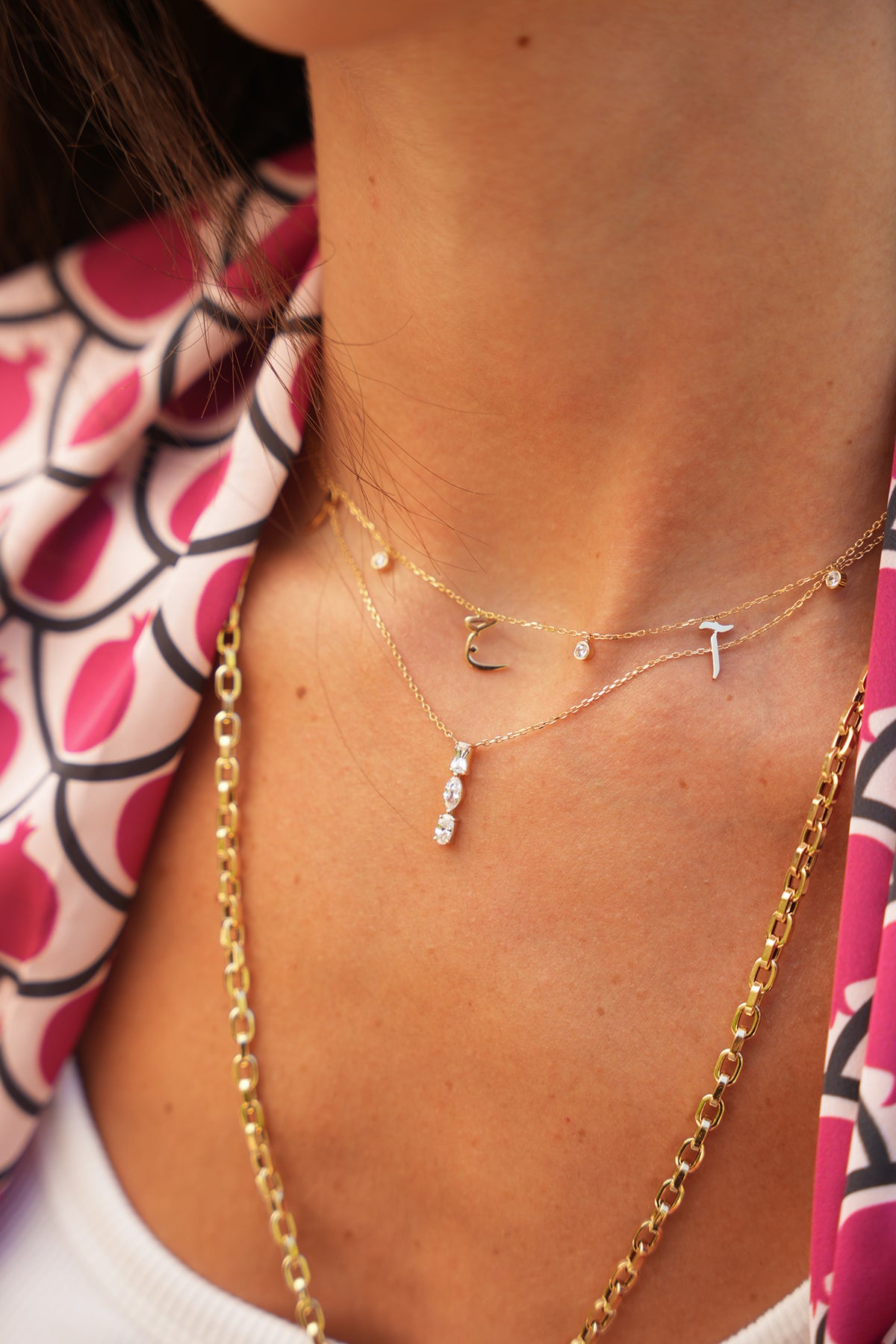 Stones and Letters Necklace