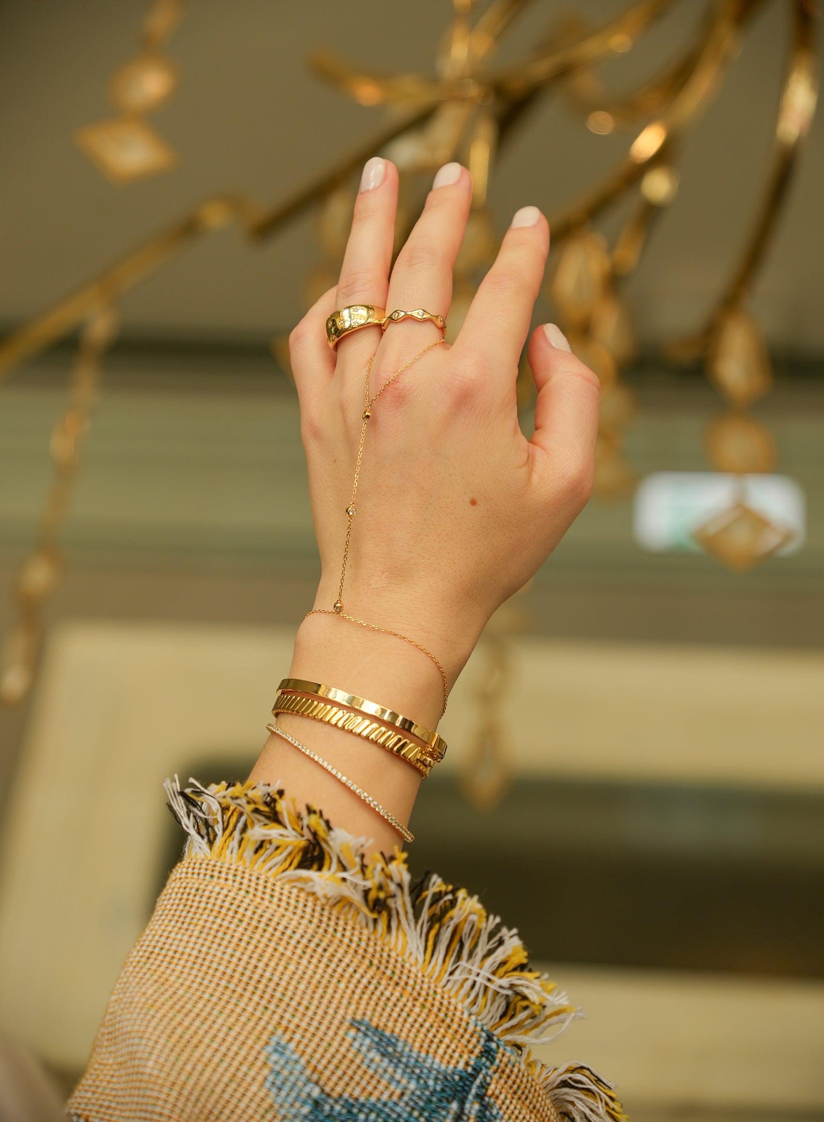 Triple Stone Hand Chain