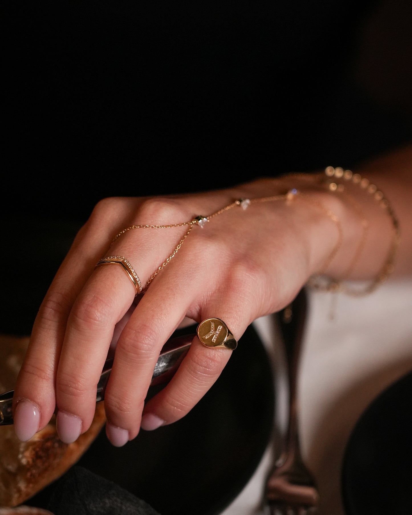 Triple Marquise Stone Hand Chain