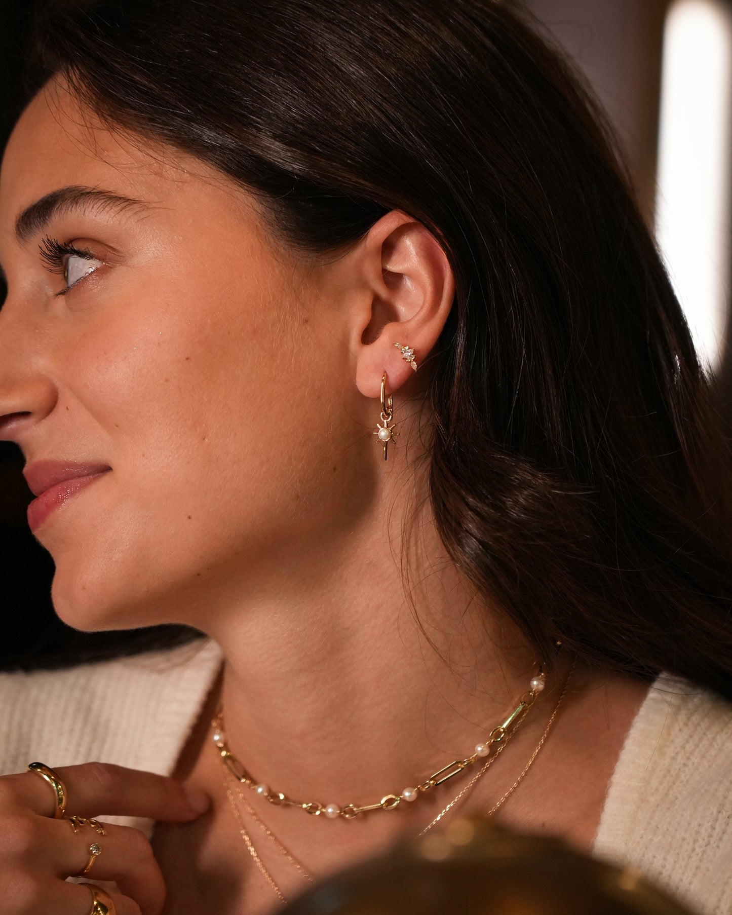 Mixed Stones Wing Stud