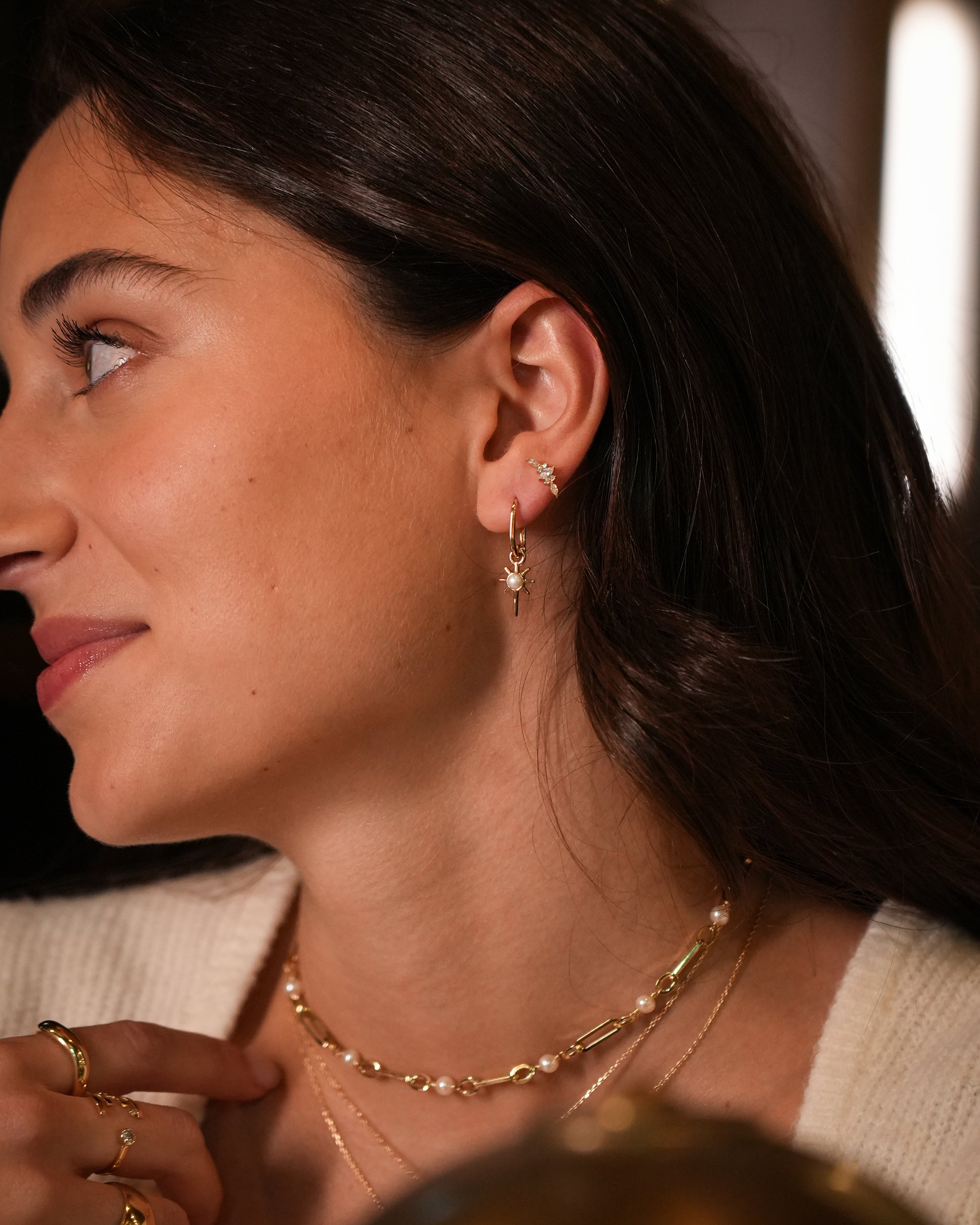 Mixed Stones Wing Stud