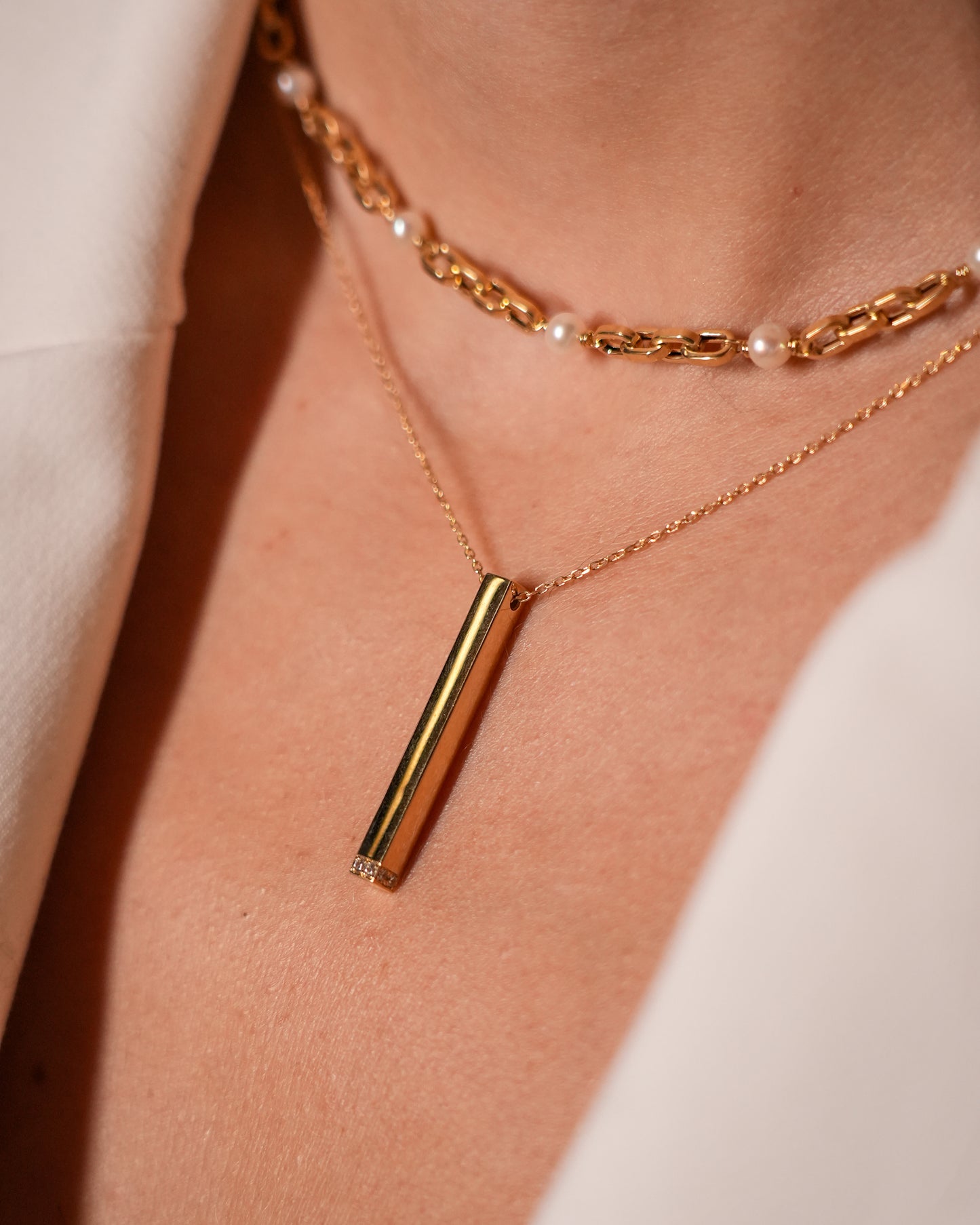 Engraved 3D Bar Necklace