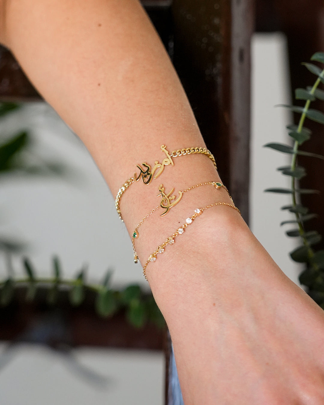 Name with Stones Bold Chain Bracelet