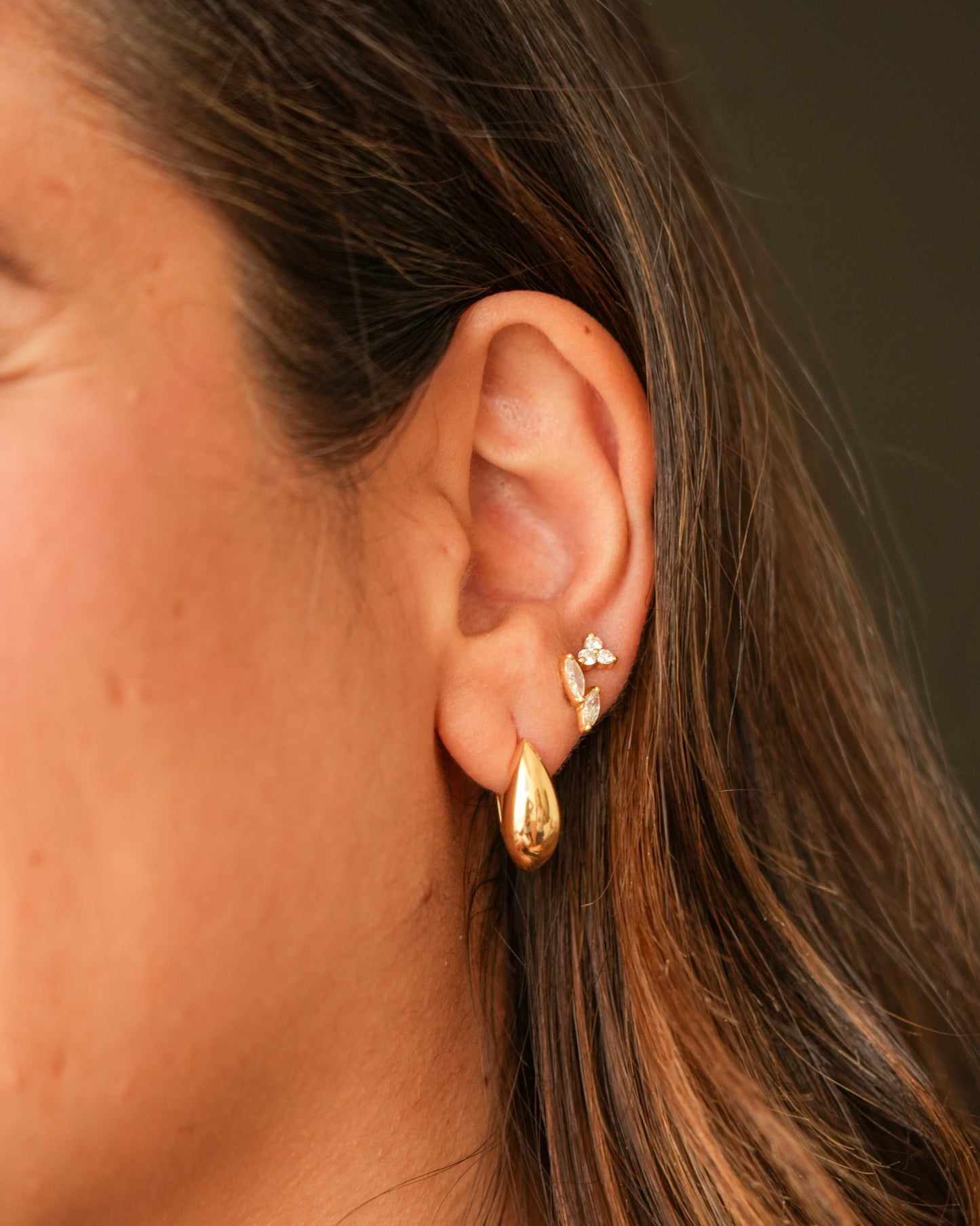Double Diamond Marquise Stud