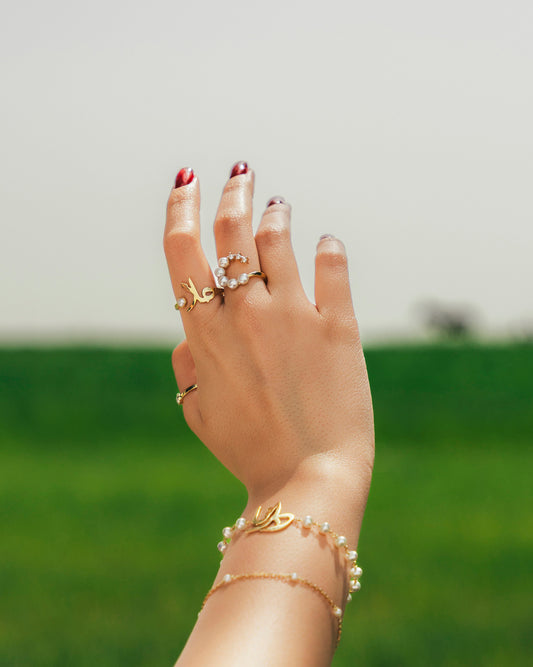 Name and Birthstone Open Ring