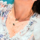 Double Round Stone Drop Necklace