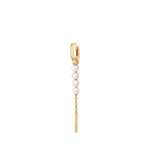 Long Four Pearls Drop Hoop