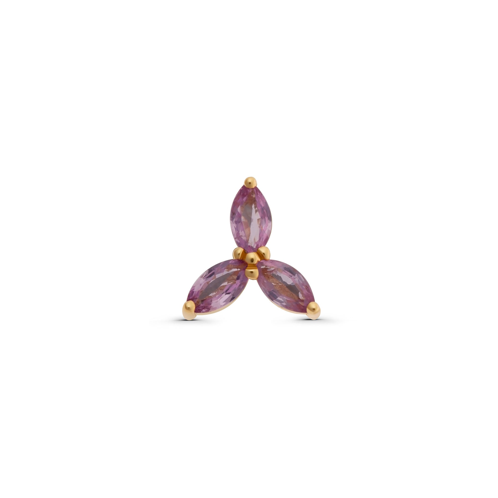 Pink Sapphire Open Flower Stud