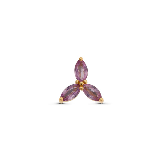 Pink Sapphire Open Flower Stud
