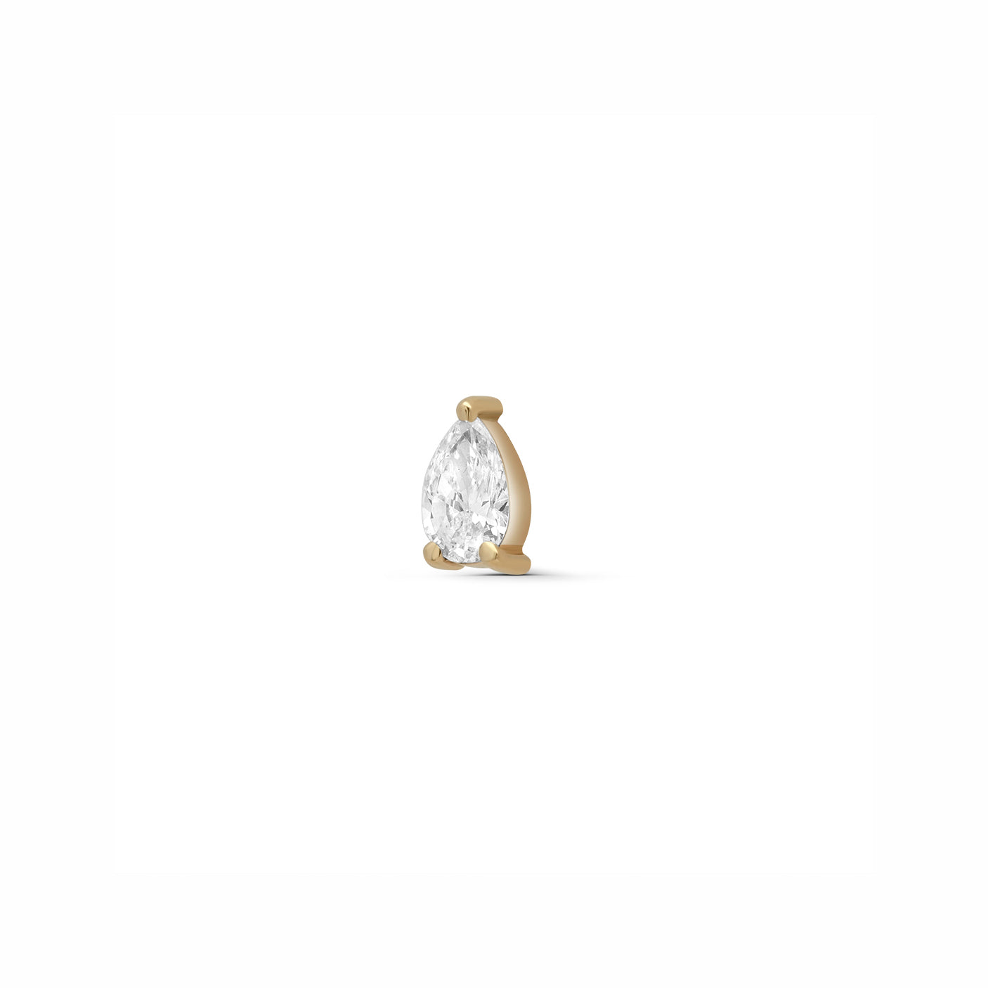 Small Single Pear Lab Grown Stud