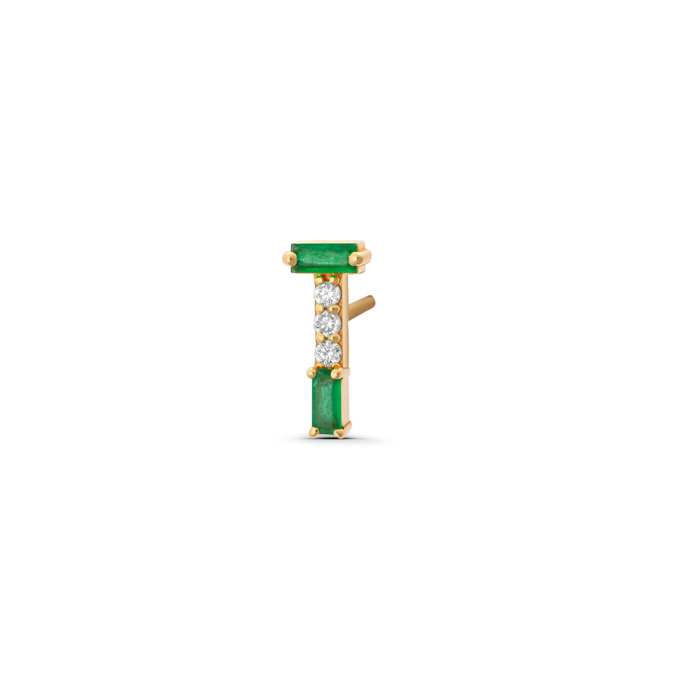 Diamond and Emerald Column Stud