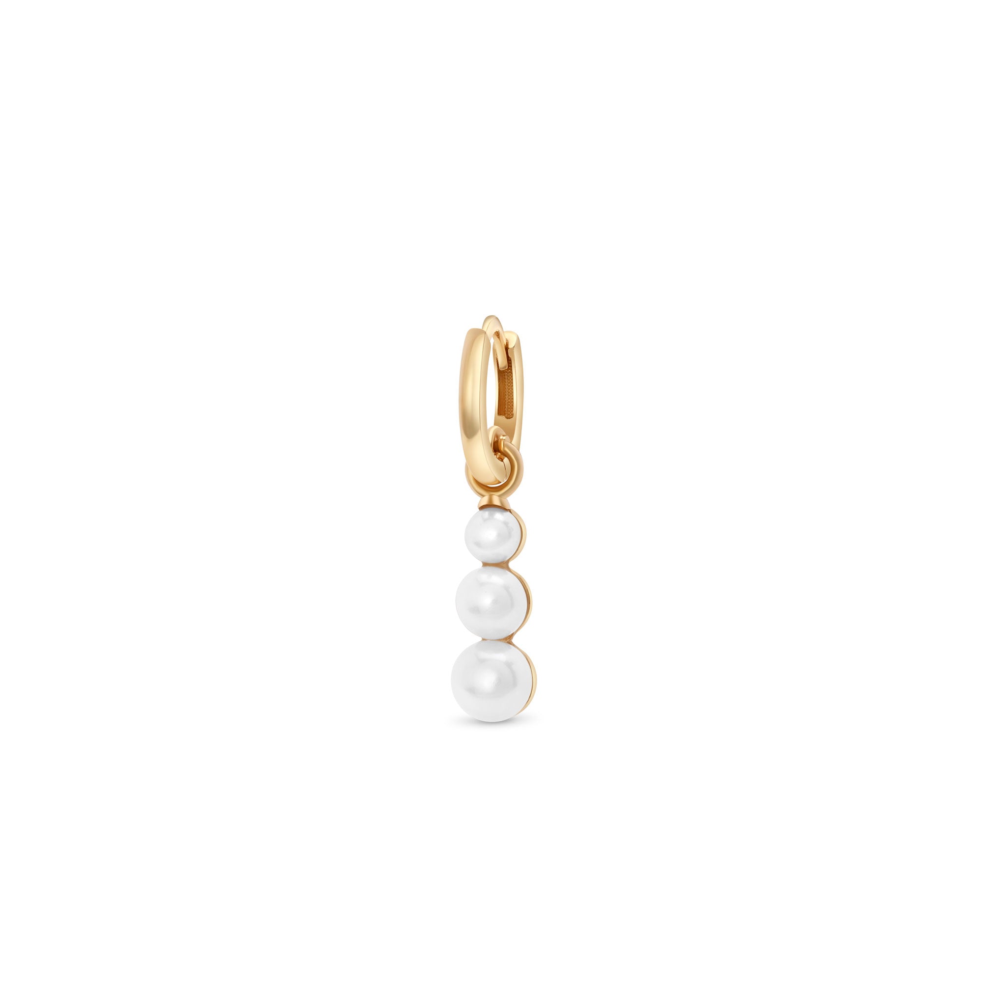 Three Pearls Drop Huggie Hoop
