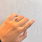 Diamond Parallel Lines with Ruby Stone Ring
