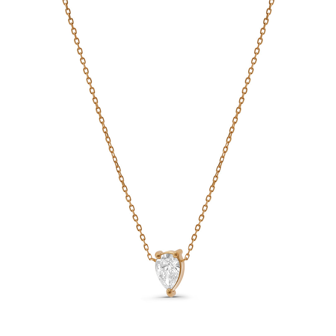 Lab Grown Diamond Single Pear Stone Necklace