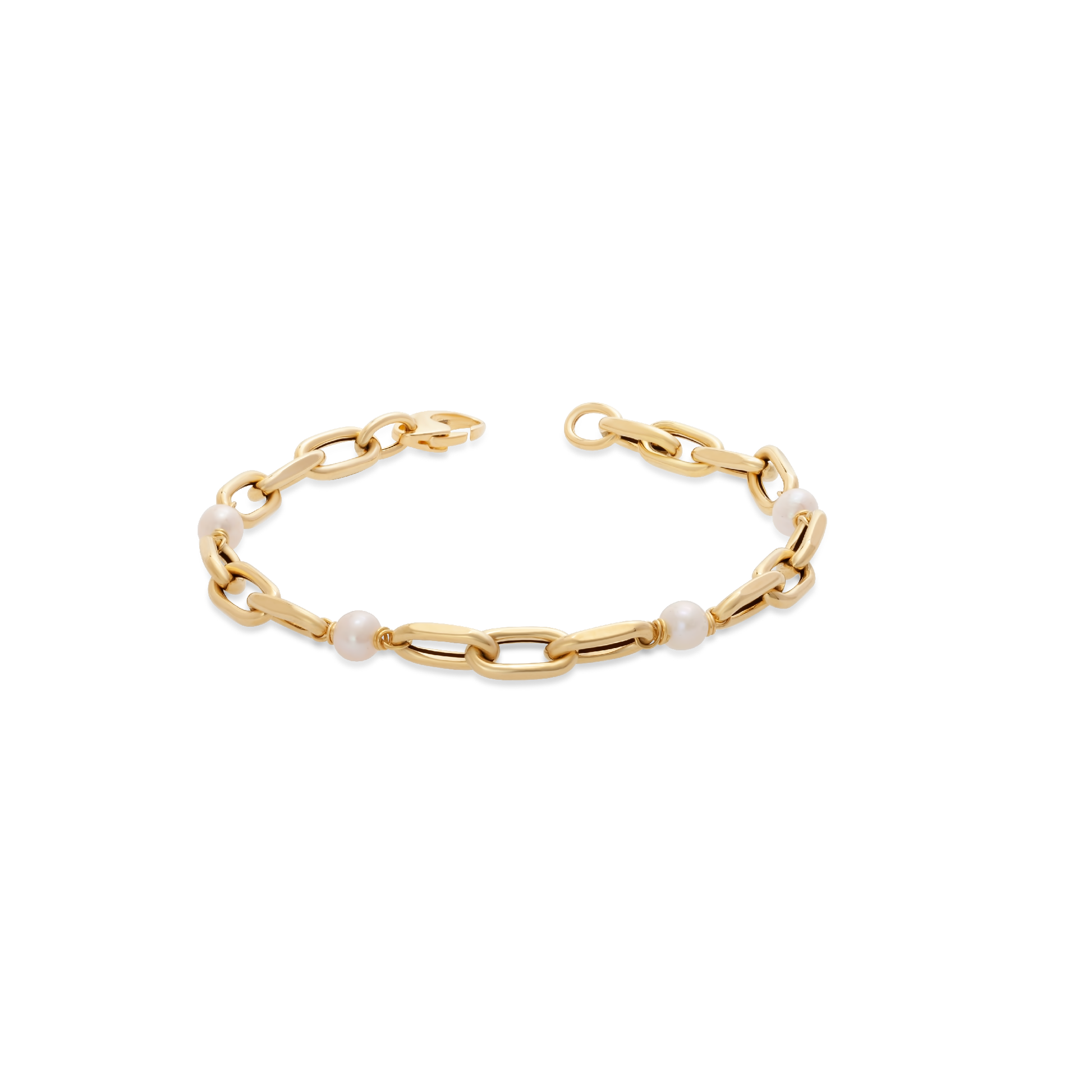 Pearl Paperclip Chain Bracelet 2.0 | 18-karat gold and cultured pearls. Pearl Paperclip Chain Bracelet 2.0 | 18-karat gold and cultured pearls.