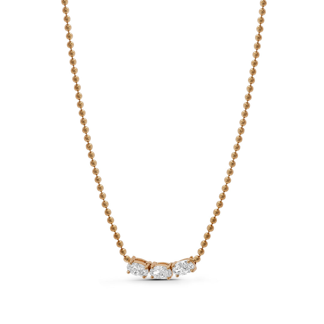 Lab Grown Diamond Three Oval-Cut Stones Necklace