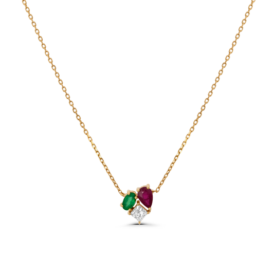Diamond Colored Mixed Stones Necklace 2.0
