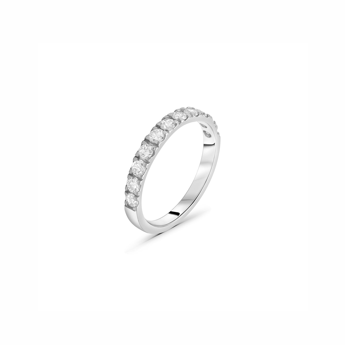 Lab Grown Diamond 2.5mm Round-Cut Stones Line Ring