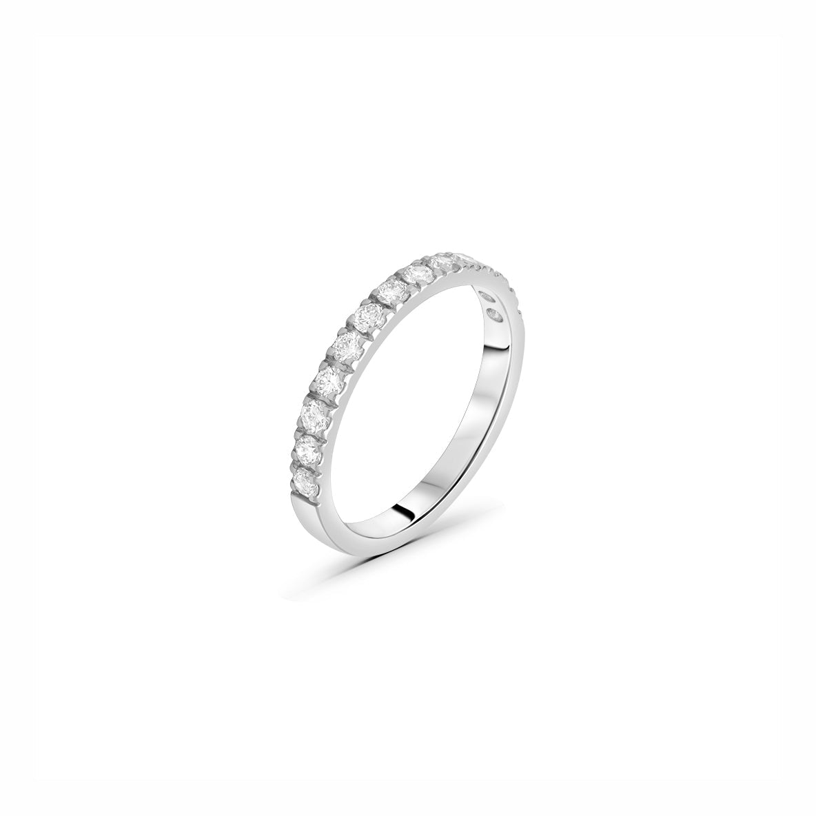 Lab Grown Diamond 2mm Round-Cut Stones Line Ring