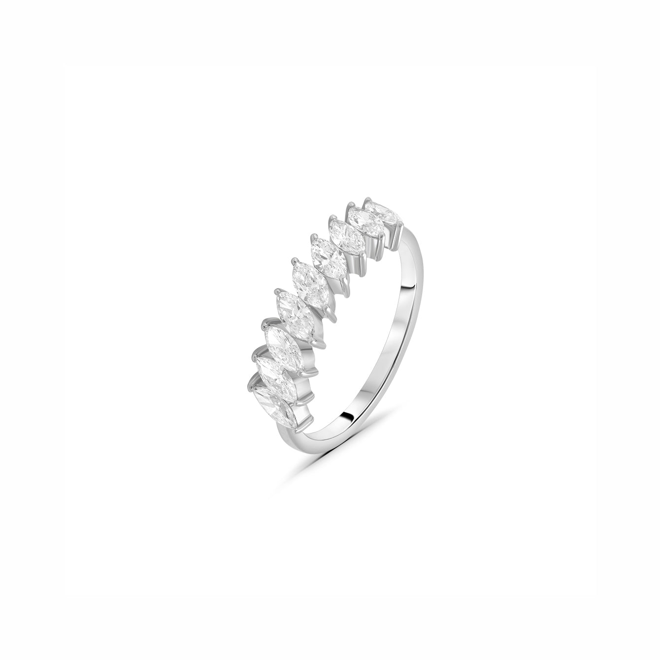 Lab Grown Diamond Marquise-Cut Tilted Line Ring
