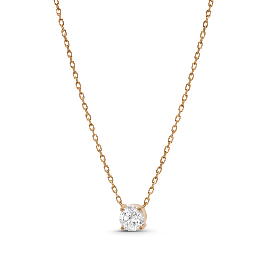 Lab Grown Diamond Single Round Stone Necklace