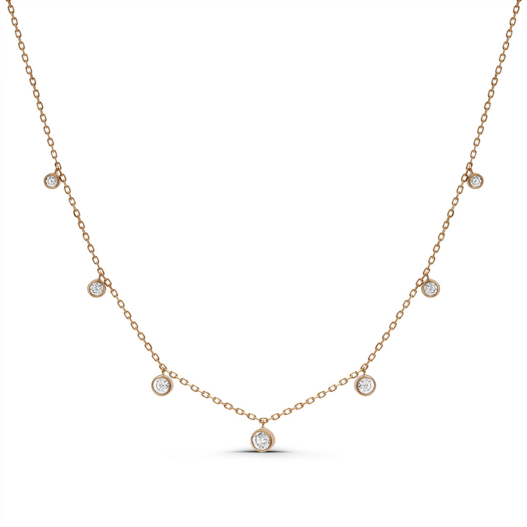 Lab Grown Diamond Bezel Round Drops Necklace