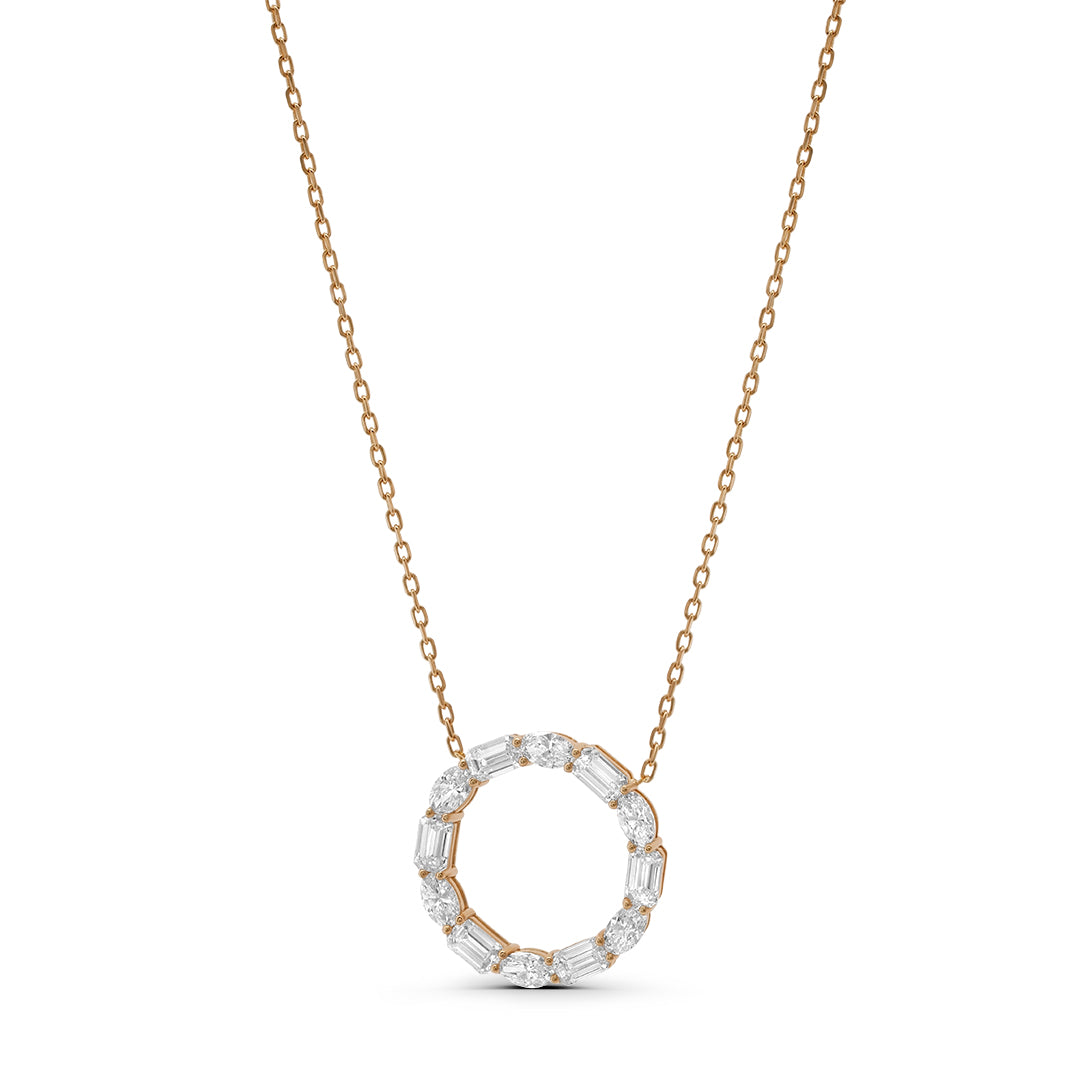 Lab Grown Diamond Emerald Cut Circular Necklace