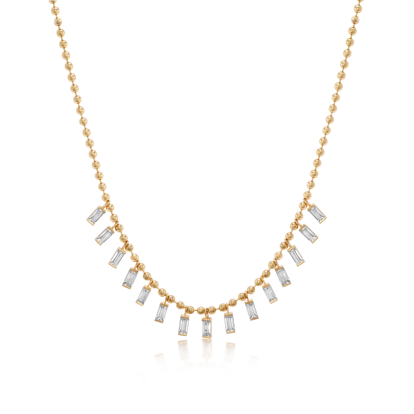 Baguette Drop Balls Chain Necklace