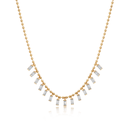 Baguette Drop Balls Chain Necklace
