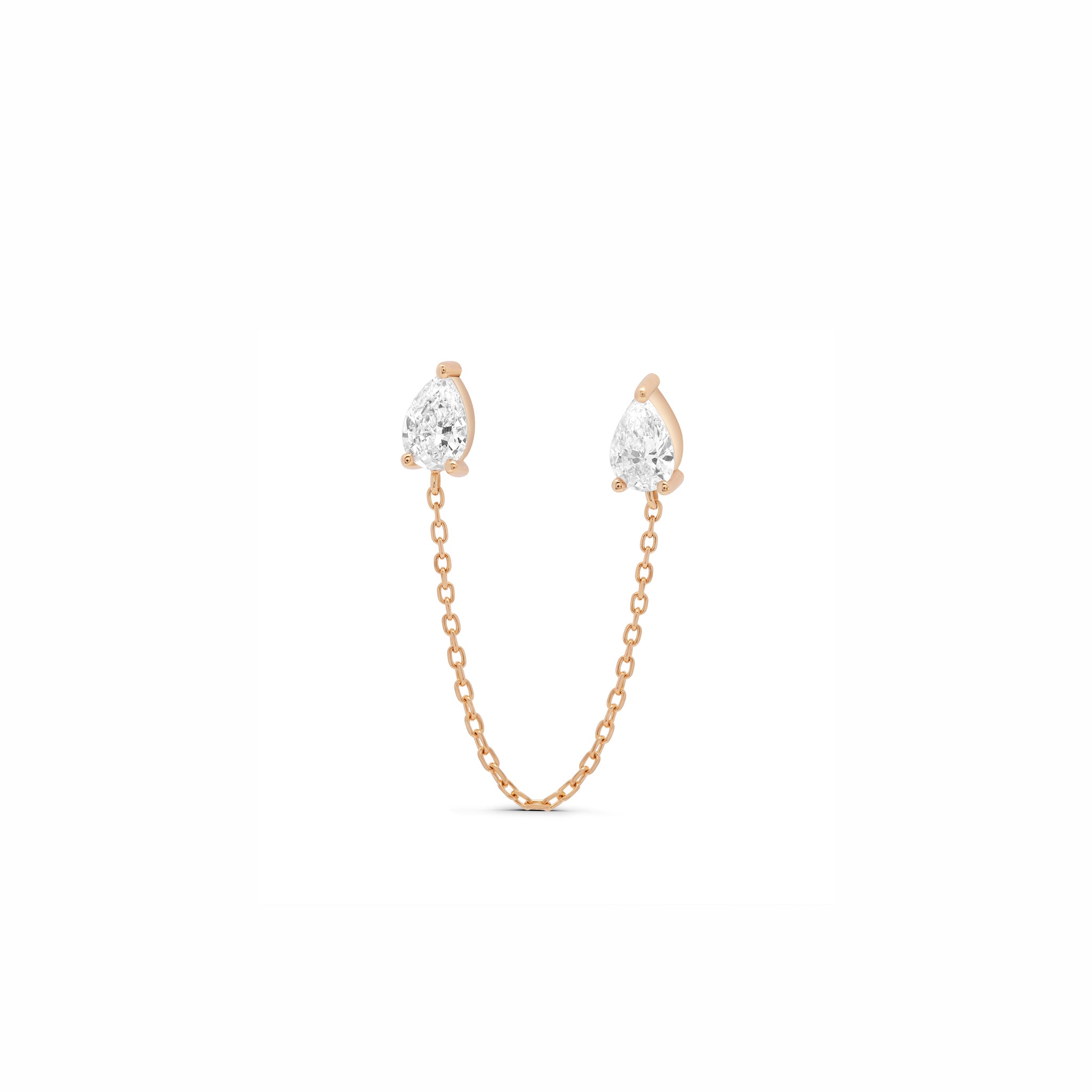 Mini Pear Lab Grown Stones Linked Studs