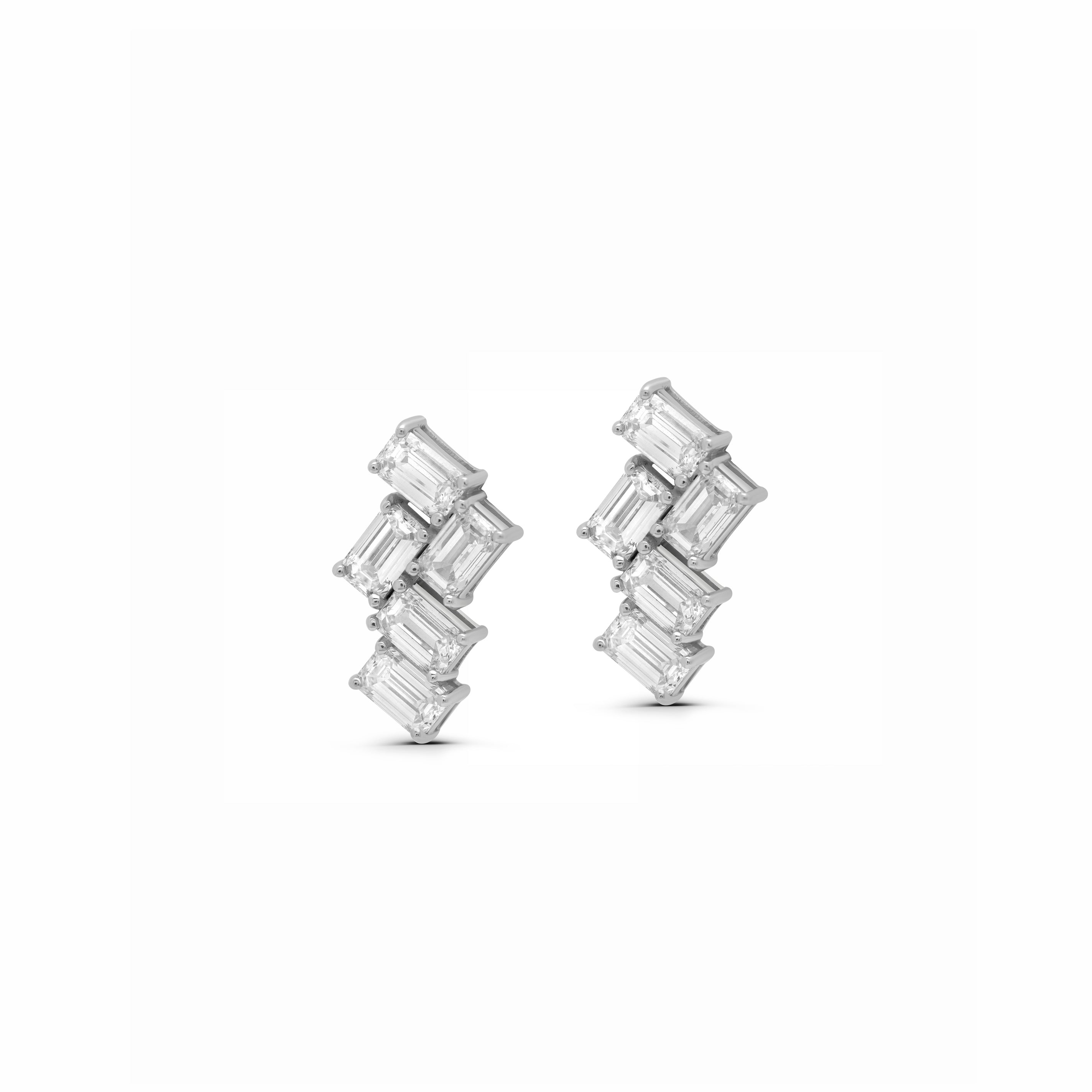 Random Emerald-Cut Lab Grown Stud Earrings