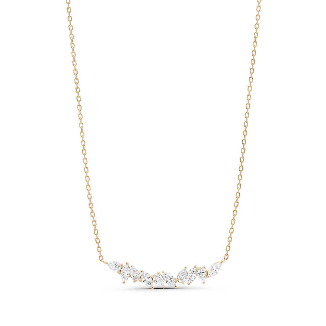 Pear and Marquise Horizontal Line Lab Grown Necklace