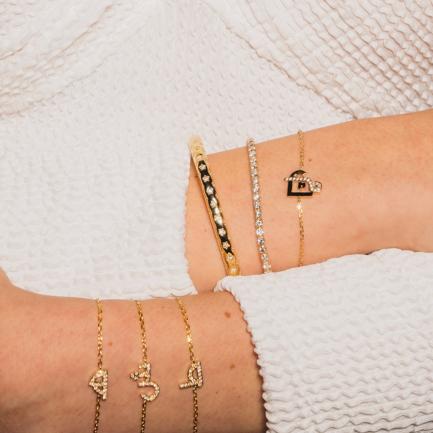 Diamond Two Letters Chain Bracelet