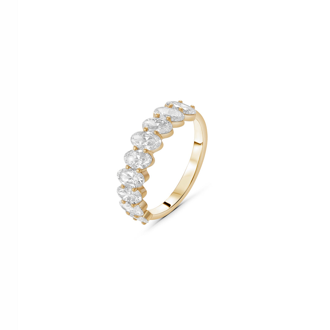 Lab Grown Diamond Oval-Cut Stones Tilted Ring