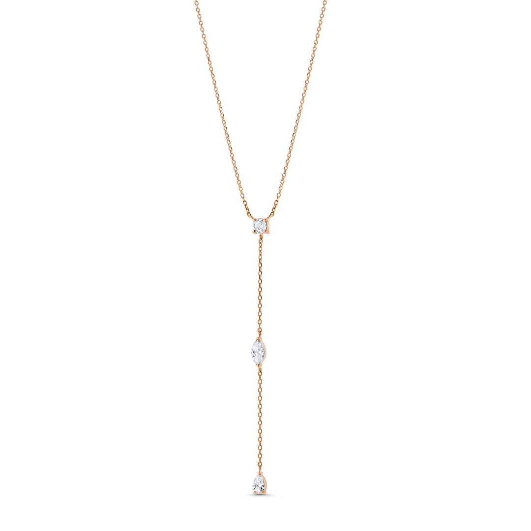 Triple Mixed Stones Lariat Necklace