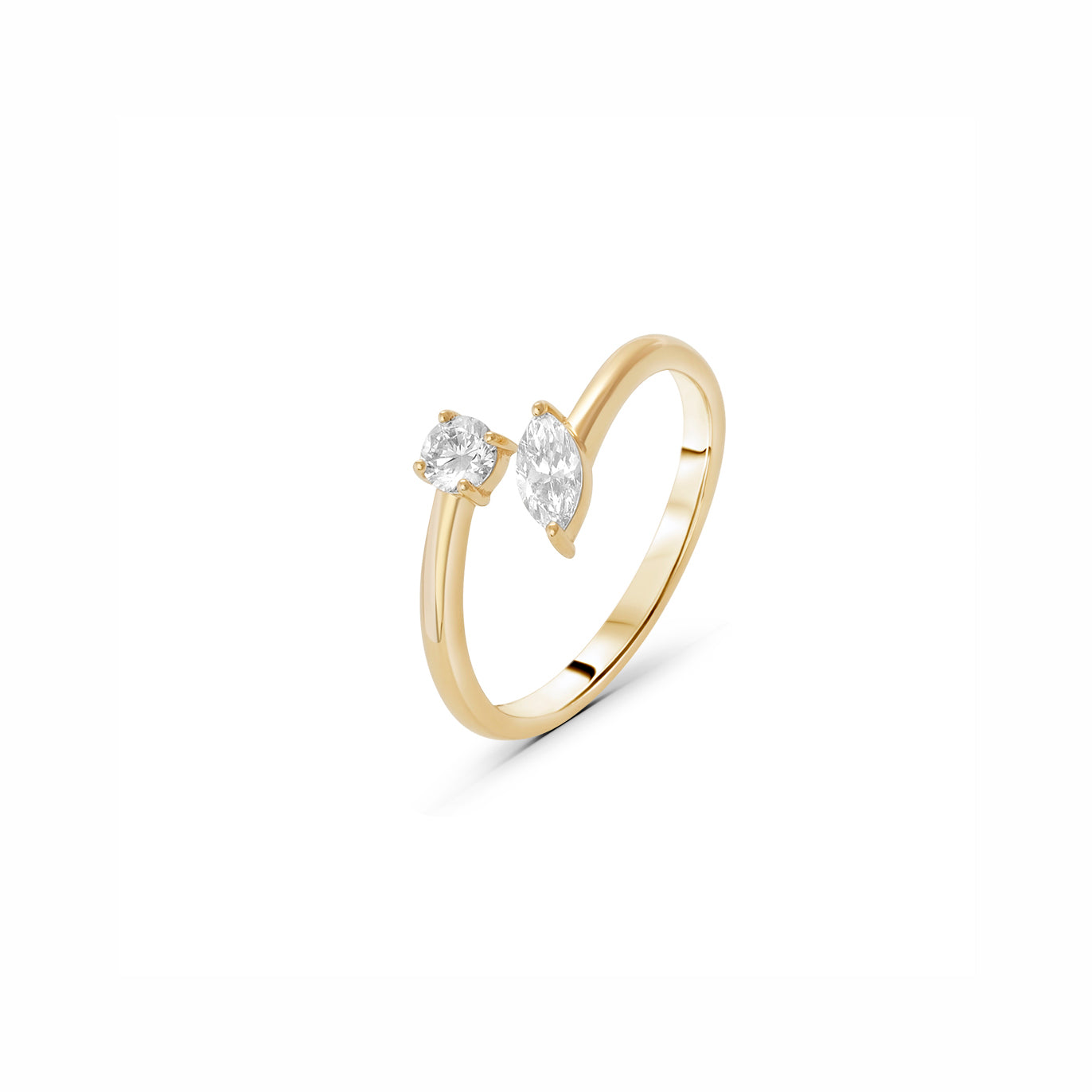 Lab Grown Diamond Round and Marquise Twist Ring
