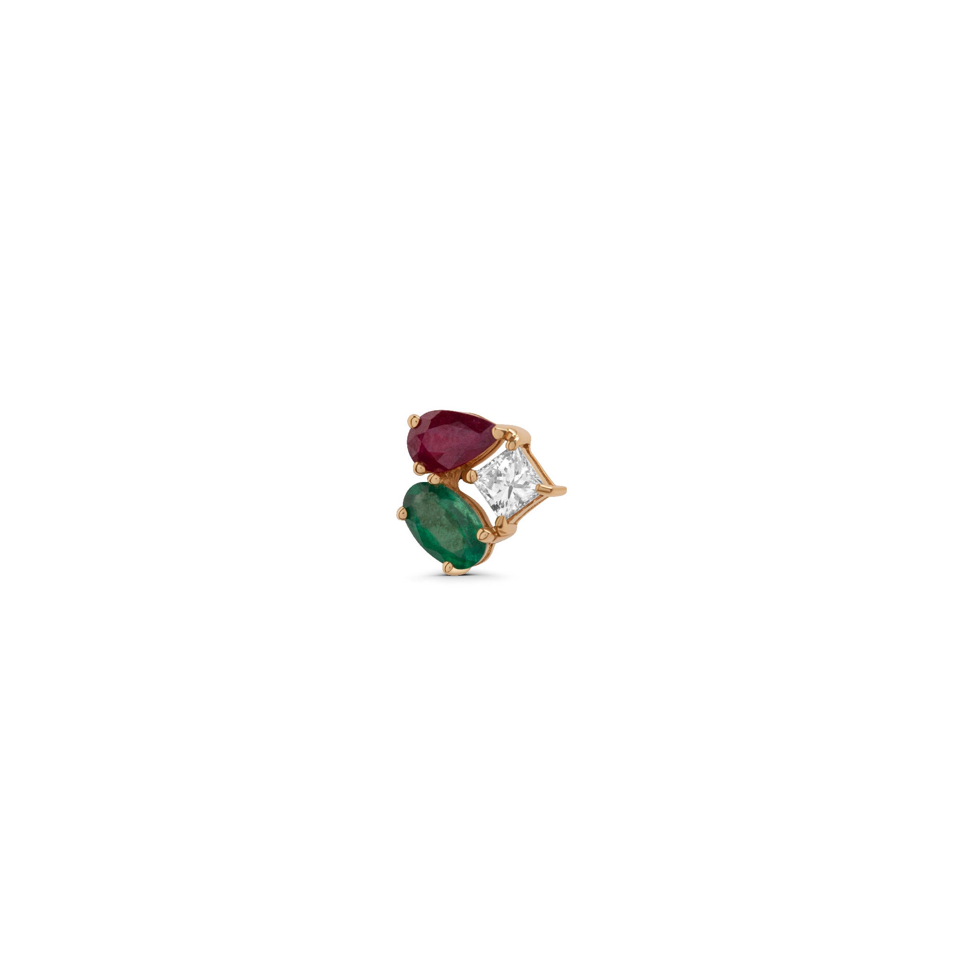 Diamond Colored Mixed Stones Ear Stud 2.0 | Diamond:
0.145 Carats
Colored stones:
0.42 Carats
Metal:
18k gold