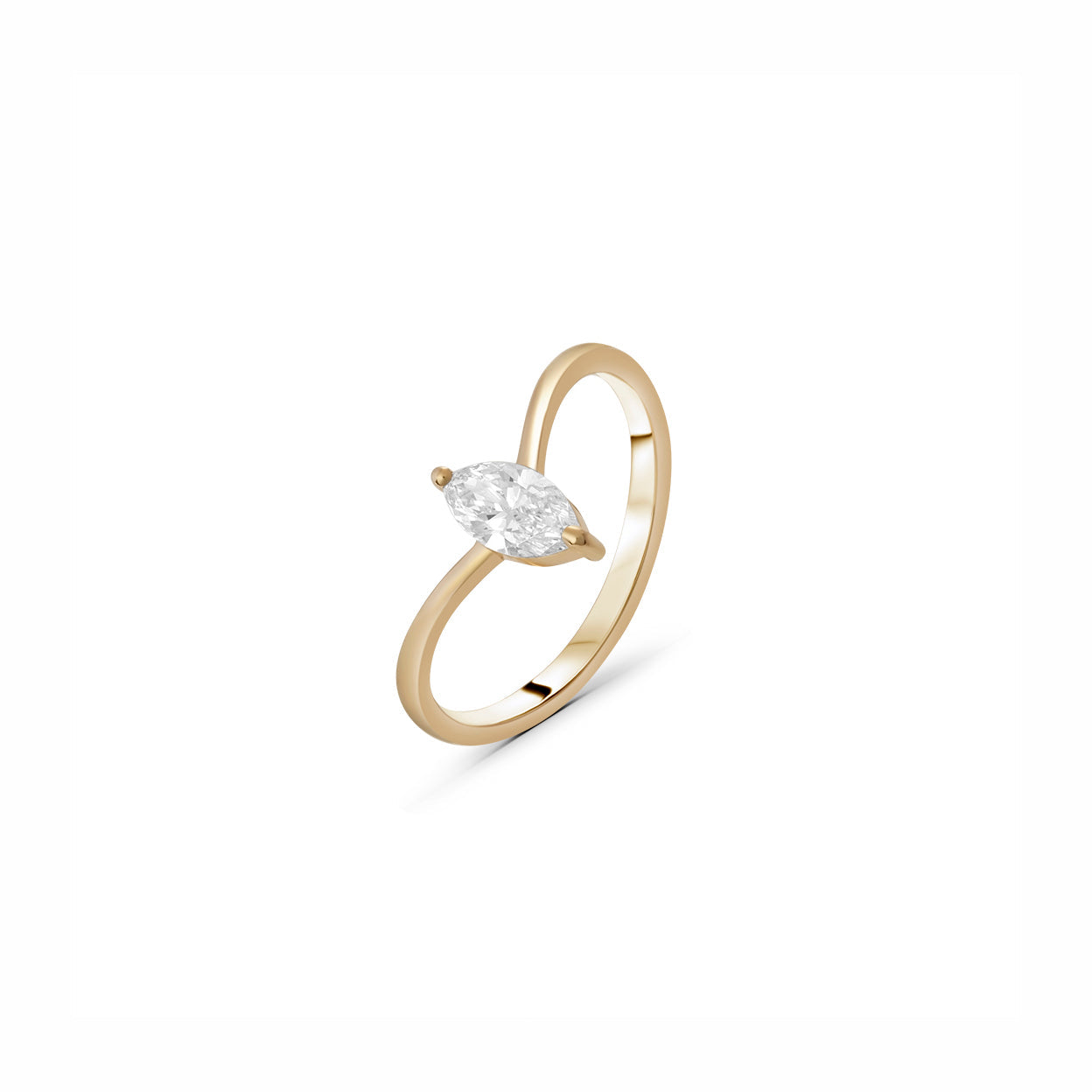 Lab Grown Diamond Marquise-Cut Stone Wave Ring