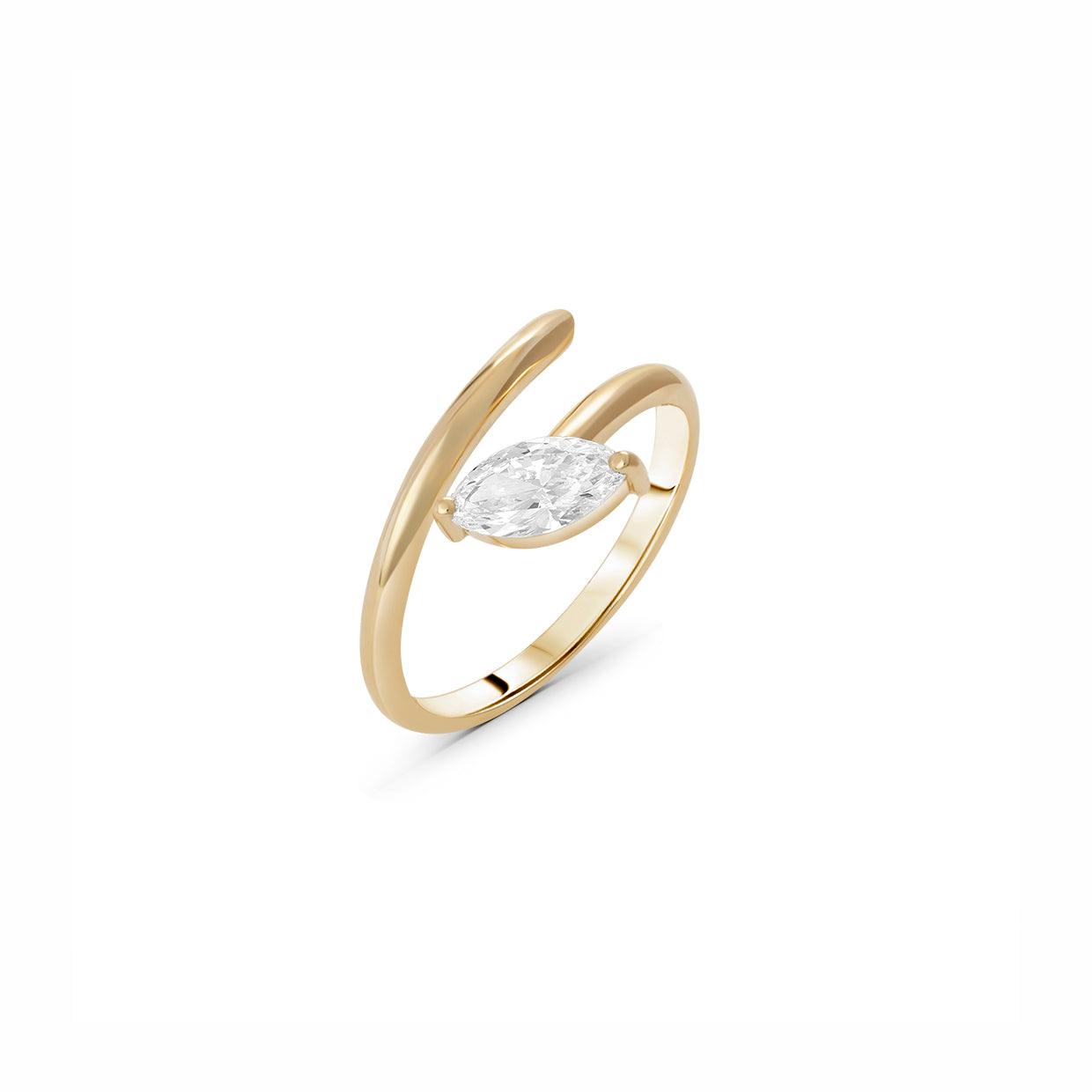 Lab Grown Diamond Marquise-Cut Stone Twist Ring