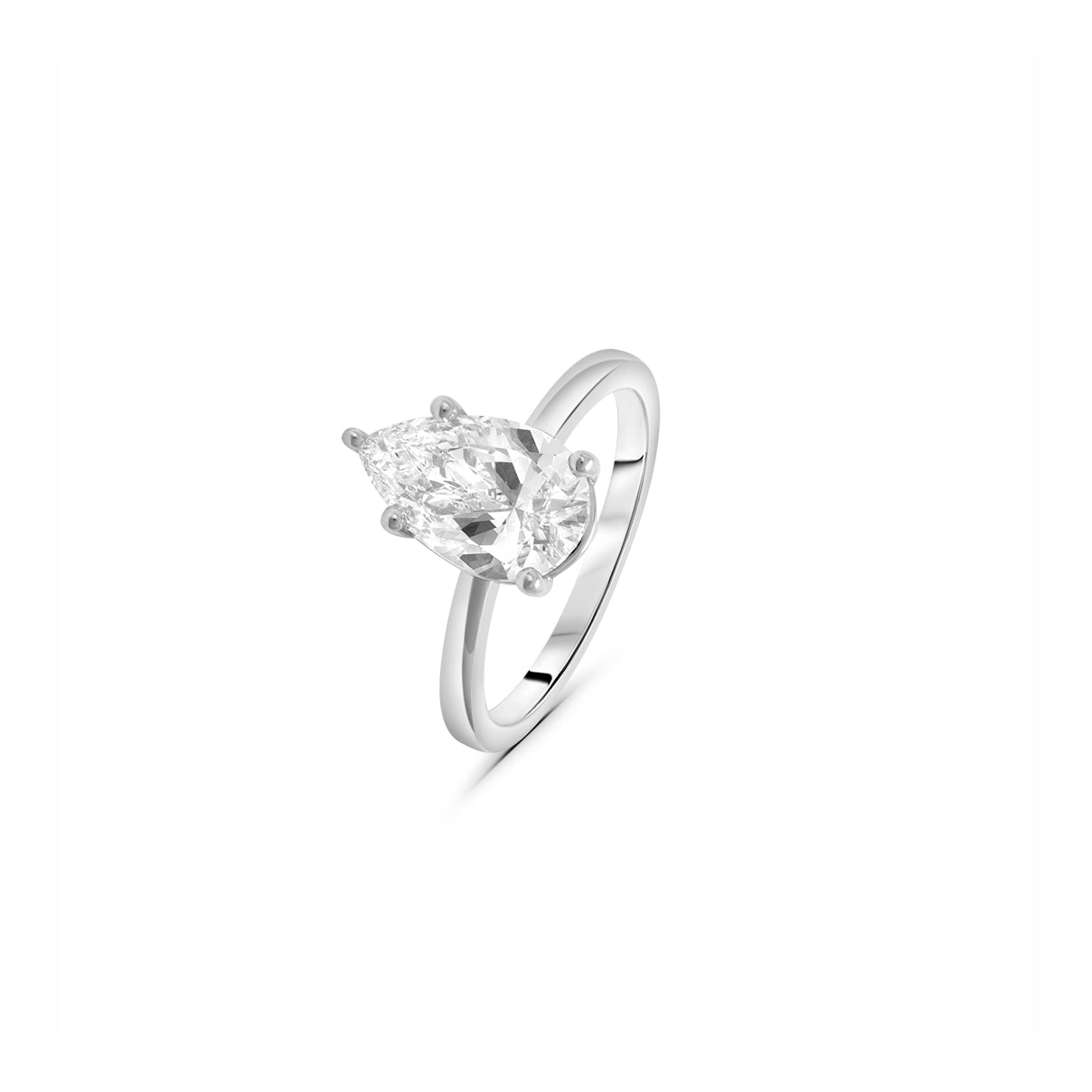 Lab Grown Diamond Pear-Cut Stone White Gold Ring