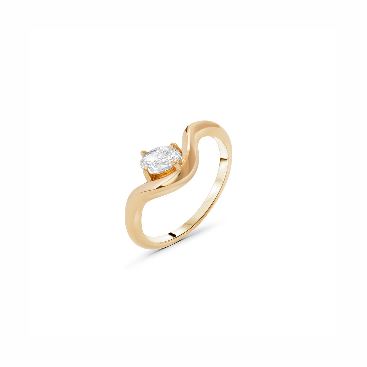 Lab Grown Diamond Round Stone Wavy Ring