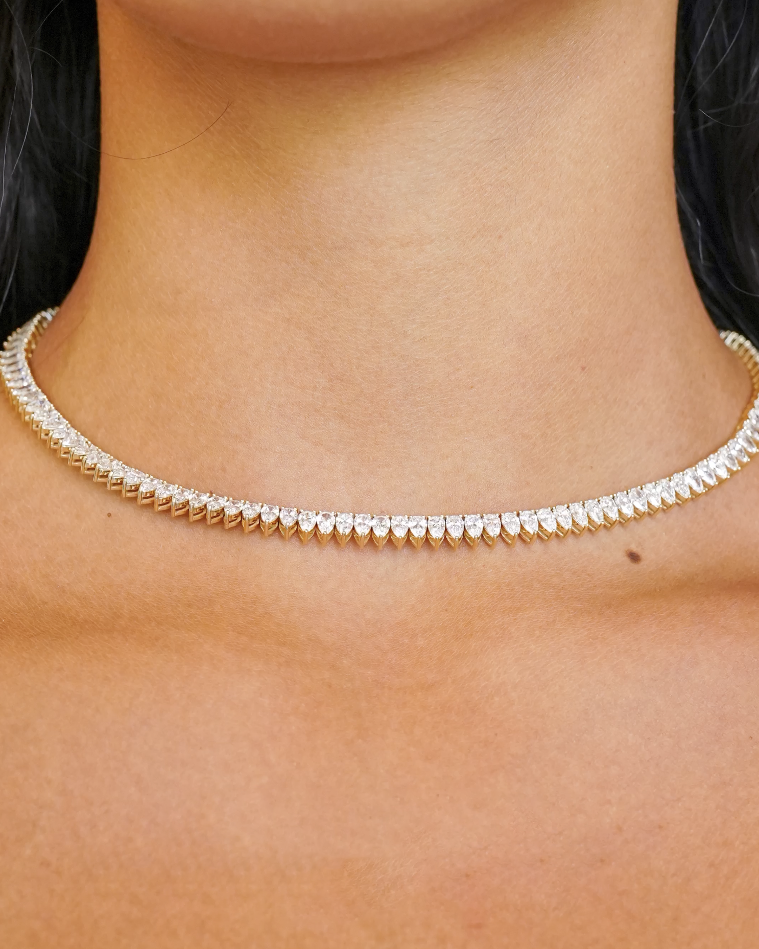 Lab Grown Diamond Pear Cut Tennis Necklace