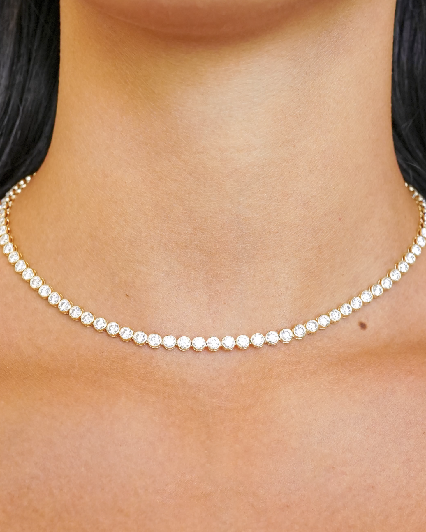 Lab Grown Diamond Round Bezel Tennis Necklace