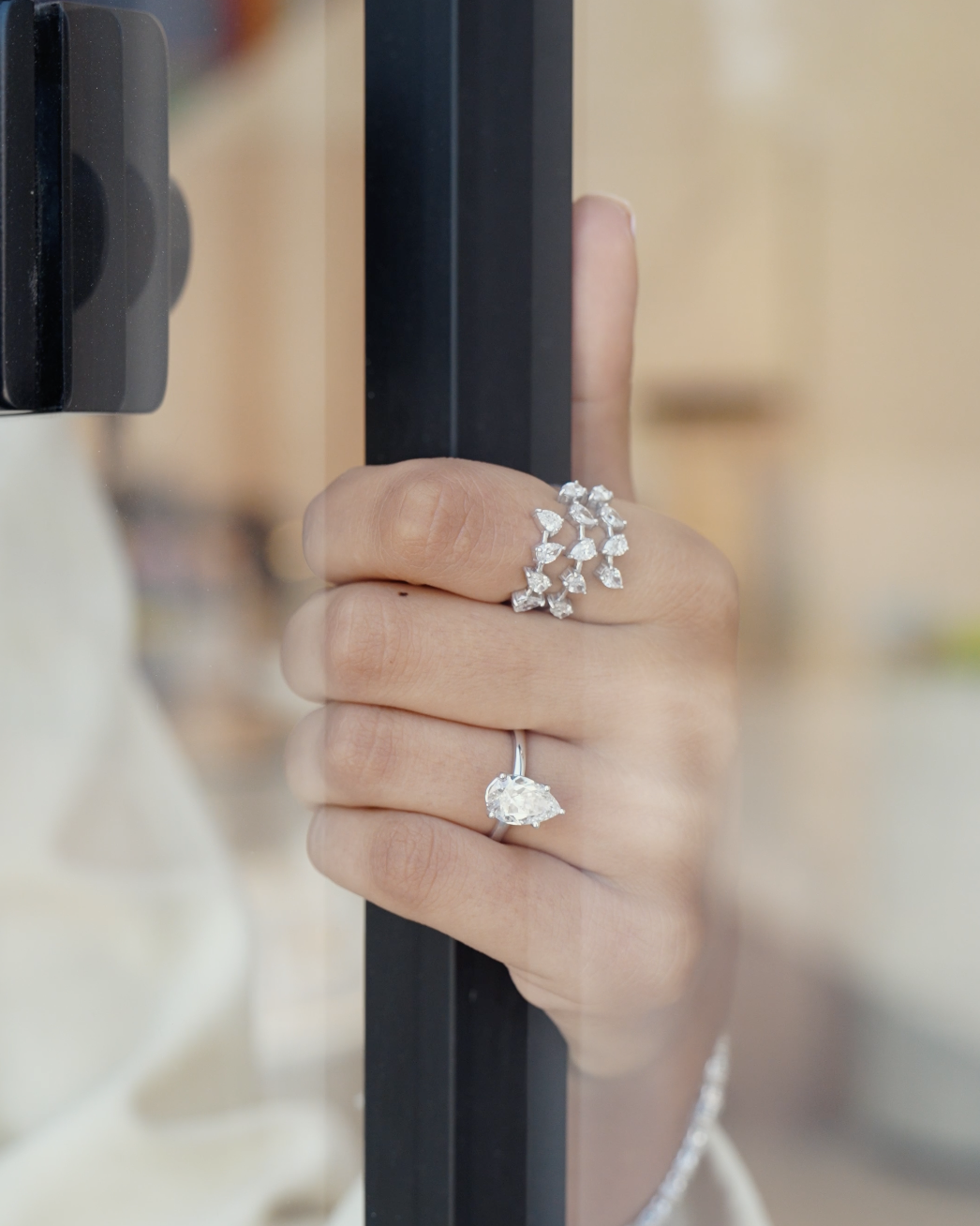 Lab Grown Diamond Pear-Cut Stone White Gold Ring