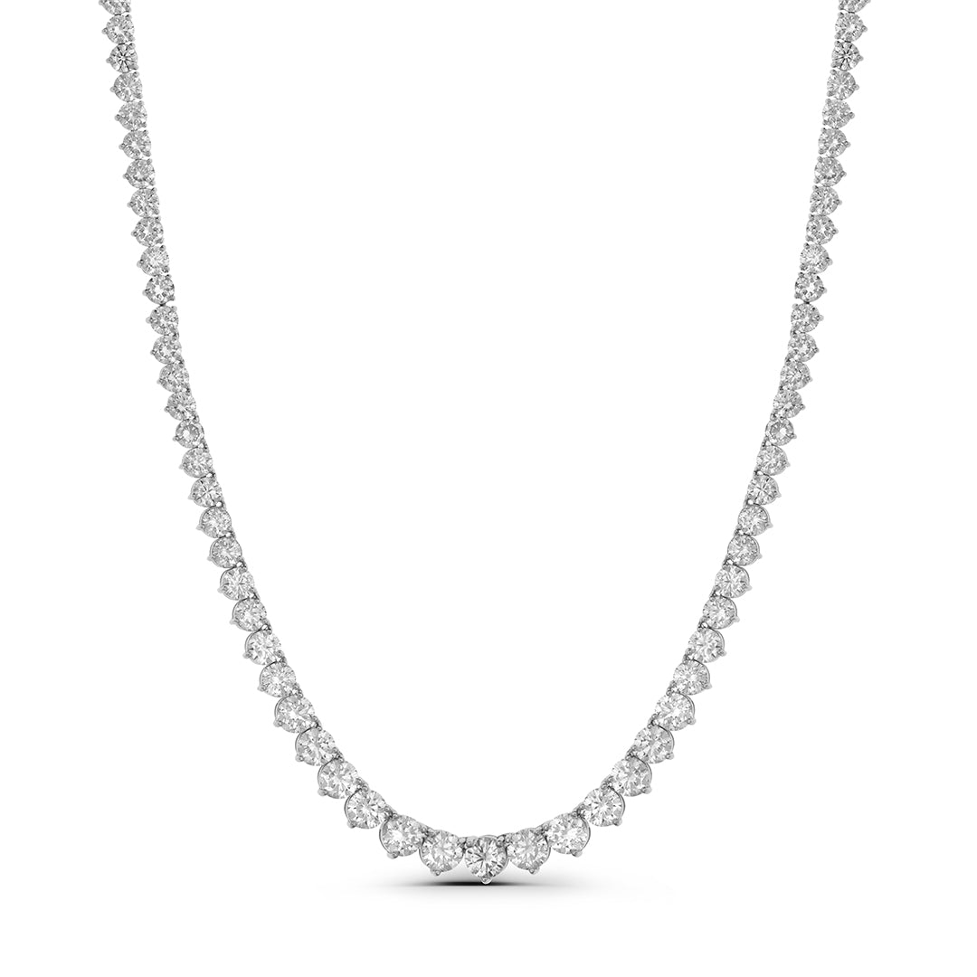 Lab Grown Diamond Graduated Round-Cut Tennis Necklace