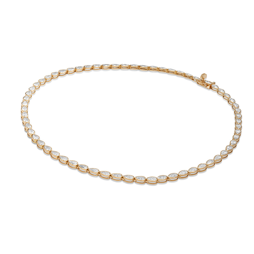 Lab Grown Diamond Pear Bezel Tennis Necklace