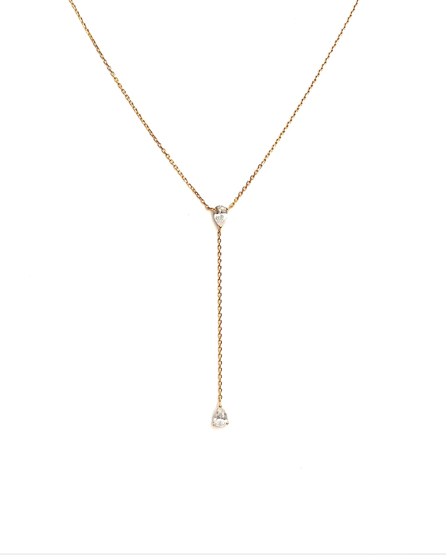 Pear Stones Lariat Necklace