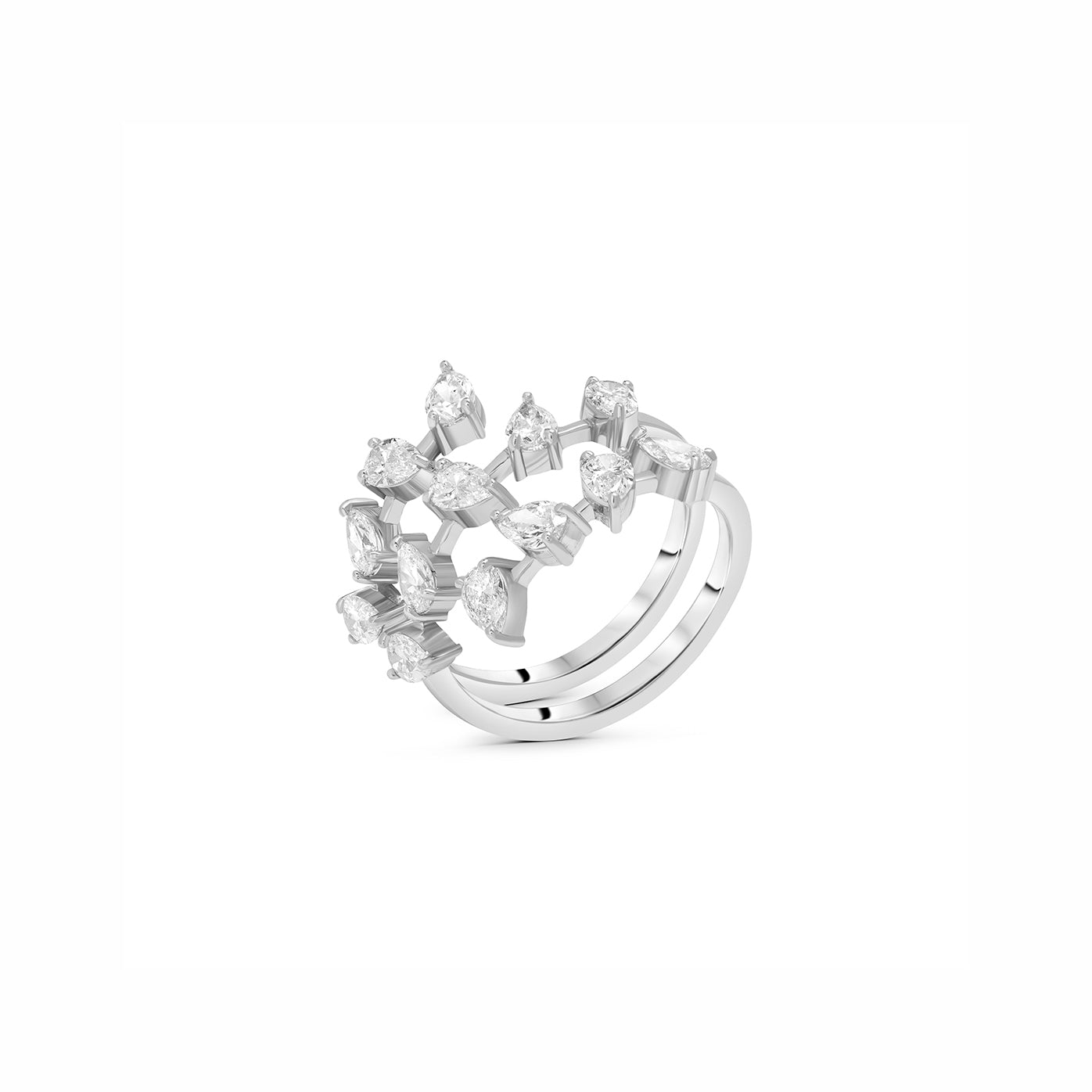 Lab Grown Diamond Triple Line Pear-Cut Stones Ring