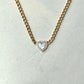Framed Pearl Heart Curb Chain Necklace